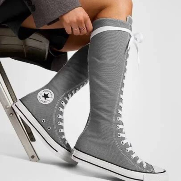 NEW Converse Knee High Sneakers Grey s Womens 10 Mens 8 - Picture 6 of 13